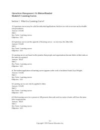 Chapter 1 A job with a 90% learning curve required 20 hours for the initial
