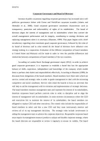 Corporate Governance and Board of Directors