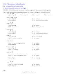Elementary Education Chapter 5 Polynomial And Rational Functions 51 Polynomial