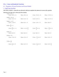 Chapter 4 Linear And Quadratic Functions 41 Properties