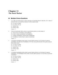 Chapter 11 The Stock Market according The Gordon Growth