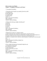 Economics Chapter 9 1 Consumption Possibilities Budget Line skill Graphing Analytical