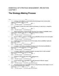 Chapter 1 Analytic Strategy the Scenario Approach Strategic