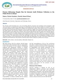 Factors Influencing Sample Size for Internal Audit Evidence Collection in the Public Sector in Kenya