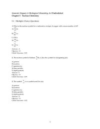 Chapter 5 What is the nuclear symbol for a radioactive isotope of copper with a mass