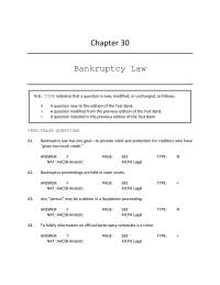 Business Law Chapter 30 If a debtor’s income is below the median income, there is a presumption