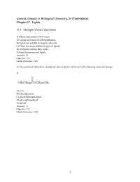 Chapter 17 Which of the following is an unsaturated fatty acid