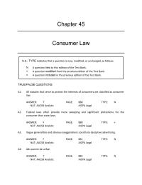 Business Law Chapter 45 statute regulating the credit and credit-card industries is basically