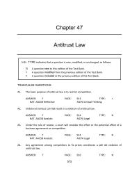 Business Law Chapter 47 A horizontal restraint of trade results from an agreement