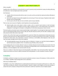 LIQUIDITY AND PROFITABILITY