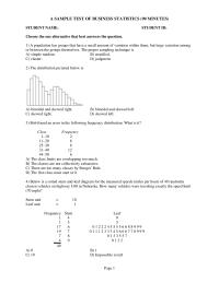A Sample Test Of Business Statistics