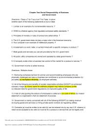 Chapter Test Social Responsibility of Business and Government