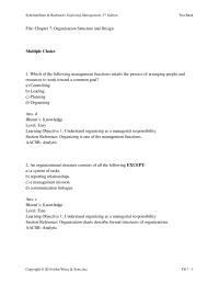 Chapter 7 1 Which of the following management functions entails the process