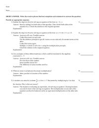 Chapter 11 A math teacher asked her students to solve