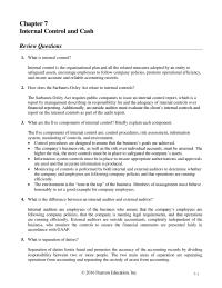 Chapter 7 Homework Solution Requirement Internal Control The Organizational Plan