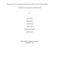 An Analysis of General Electric&rsquo;s Quality Practices