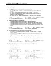 Chapter 10 The aggregate demand curve indicates the relationship between