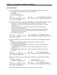 Chapter 10 Which of the following is not a characteristic of the monopolistic