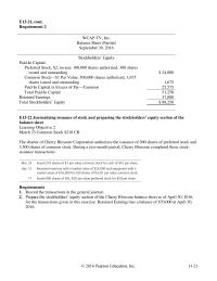 Chapter 13 Homework E1329 Reporting Stockholders Equity After Stock Split