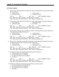 Chapter 16 The economic system that answers the What, How and&nbsp;
