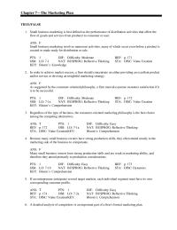 Chapter 7 Small business marketing is best defined as the performance
