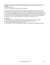 Chapter 26 Homework What are the strengths and weaknesses of these capital budgeting