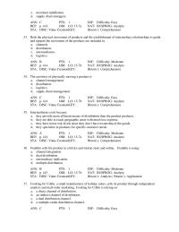 Chapter 15 Both the physical movement of products and the establishment