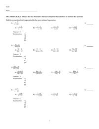 Chapter 7 Explain in your own words how to multiply rational expressions