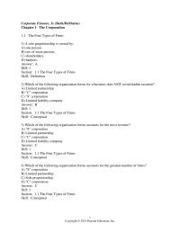 Chapter 1 Which of the following organization forms for a business