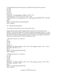 Chapter 10 The standard deviation for the return on an portfolio