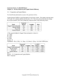 Chapter 13 Which of the following stocks represent selling opportunities