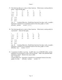 Chapter 1 The Following Functions Represent Exponential Growth