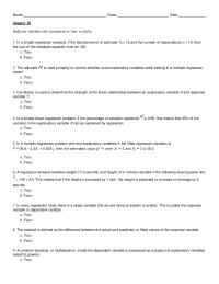 Chapter 10 Correlation is used to determine the strength of the linear