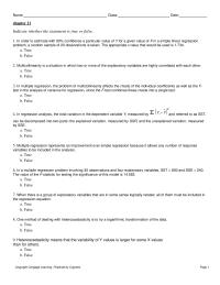 Chapter 11 Multicollinearity is a situation in which two or more