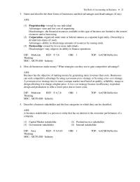 Chapter 1 2 Name and describe the three forms of businesses and their advantages