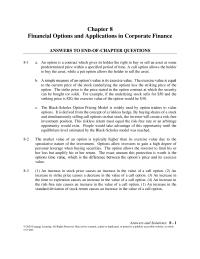 Finance Chapter 8 Homework Financial Options And Applications Corporate Finance