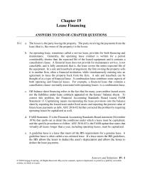 Finance Chapter 19 Homework Generally The Operating Lease Contract Written For