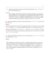 Chapter 2 Homework by the intermediate value theorem, there exists at least one