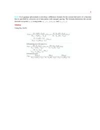 Chapter 8 Homework Use Lagrange Polynomials Develop Difference Formula