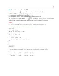Chapter 10 Homework Problem Part A Solving The Ode