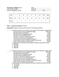 Final Exam Actual interest costs during building construction