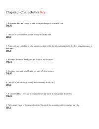 Chapter 2 1 Knowing How Costs Change Output Changes