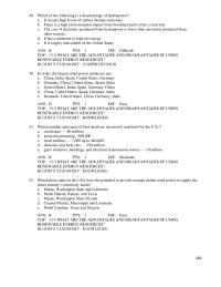 Chapter 13 Which of the following is a disadvantage of hydropower