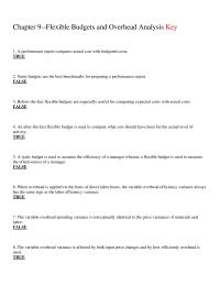 Chapter 9 1 Static Budget Prepared For Particular Level