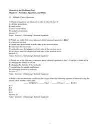 Chapter 3 1 Which one of the following statements about balanced equations