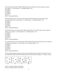 Chapter 3 2 Which ball and stick model shown above represents acetone