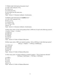 Chapter 3 3 Which of the following has the greatest mass