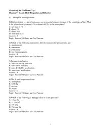 Chapter 9 1 Carbon dioxide is a gas which causes environmental concern because