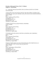 Chapter 13 1 Payout policy refers to the decisions that firms