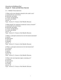 Chapter 21 1 What minerals are important commercial sources of metals